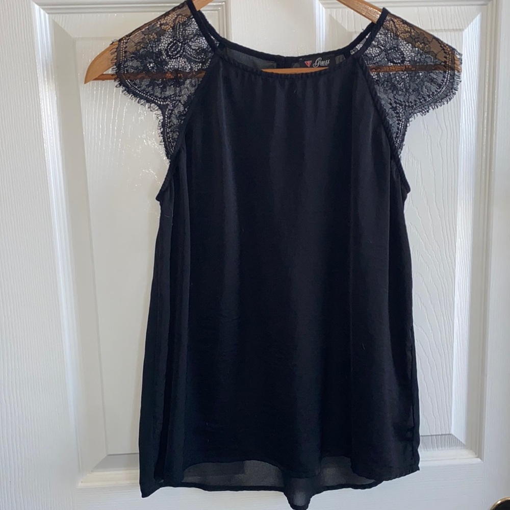 Black Lace Accent Top